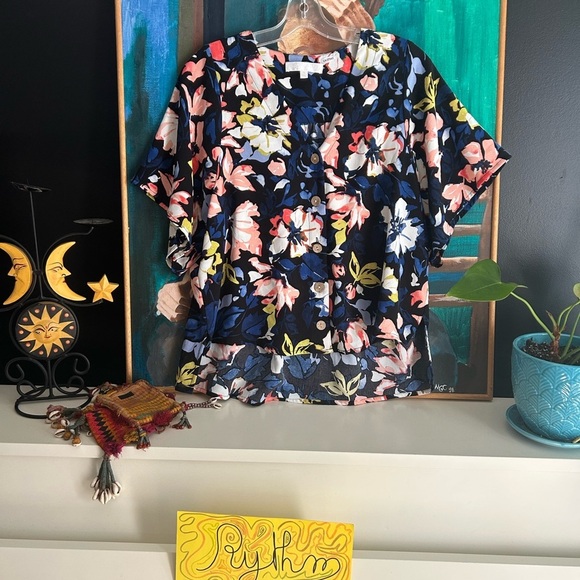 Adyson Parker Navy Floral Blouse S - Picture 14 of 14